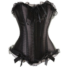Load image into Gallery viewer, Sapubonva burlesque corset and skirt set irregular lace up gothic bustier corset dresses for women adjustable plus size black
