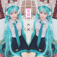 Load image into Gallery viewer, Full Set Vocaloid Cosplay Hatsune Miku Cosplay Costume outfits Anime Cosplay harajuku Costumes(dress+Socking+gauntlets+tie+belt) - CosCouture
