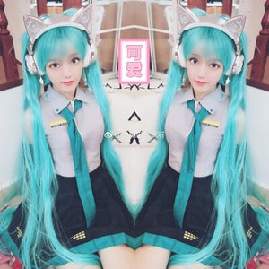 Full Set Vocaloid Cosplay Hatsune Miku Cosplay Costume outfits Anime Cosplay harajuku Costumes(dress+Socking+gauntlets+tie+belt) - CosCouture