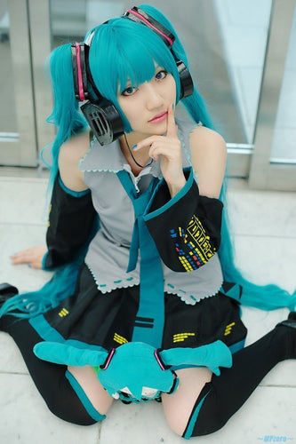 Full Set Vocaloid Cosplay Hatsune Miku Cosplay Costume outfits Anime Cosplay harajuku Costumes(dress+Socking+gauntlets+tie+belt) - CosCouture