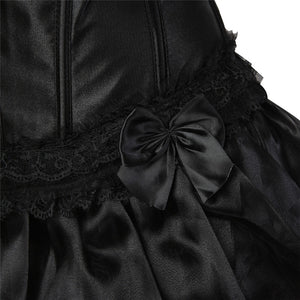 Black Victorian Corset Dresses Burlesque Corsets Bustiers with Skirt Vintage Costumes Lace Up Strap Corset Lingerie for Women