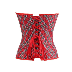 Sapubonva Corset Sexy Bustier Plaid Goth Clothes Lingerie corset Victorian Red Halter Femme Corset Top Exotic Plus Size Burlesqu