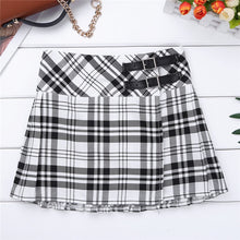 Load image into Gallery viewer, 4-14 Years Fashion Pleated Side Split Plaid Kids Girls  A-line Skirt Tartan Kilt with Faux Leather Buckle School Girls Skirt - CosCouture
