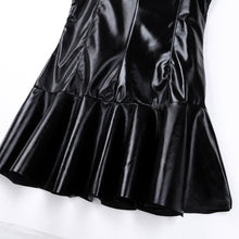 Load image into Gallery viewer, Women Hot Sexy wetlook pu leather Lingerie Dress Black pvc Latex Zipper clubwear Catsuit Erotic fetish wear mini dress Costumes
