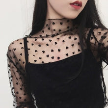 Load image into Gallery viewer, Ruoru Women Sexy Harajuku Mesh Tops Net See Through T Shirt Transparent Undershirt Star Base Top Camisas Femininas Clubwear
