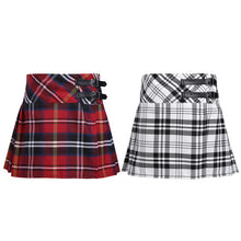 Load image into Gallery viewer, 4-14 Years Fashion Pleated Side Split Plaid Kids Girls  A-line Skirt Tartan Kilt with Faux Leather Buckle School Girls Skirt - CosCouture
