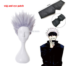 Load image into Gallery viewer, Gojo Satoru Cosplay Wigs Anime Jujutsu Kaisen Gojo Short Heat Resistant Synthetic Hair with Wig Cap - CosCouture
