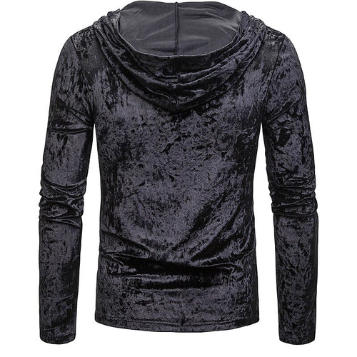 Men's Scottish Jacobite Ghillie Kilt Lace-up Hooded T-shirt Long Sleeve Velvet Hoodies Tshirts Male Hip Hop Casual Black Top Tee - CosCouture