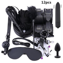 Load image into Gallery viewer, Leather BDSM Kit Bondage Set Adult Toys Sex Games Handcuffs Whip sm Sex Toy Kits Exotic Accessories Erotic Sex Toys for Couples

