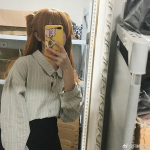 EVA Asuka Langley Soryu Long Orange Heat Resistant Synthetic Hair with 2 Ponytail Clips + Free Wig Cap / Prop Hairpin Headwear - CosCouture