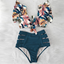 Load image into Gallery viewer, High Waist Ruffled Sexy Bikini Set 2022 Flounce Biquini Swimwear Women Two Pieces Swimsuit Floral Beachwear V-Neck Bathing Suit
