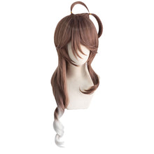 Load image into Gallery viewer, UWOWO Game Arknights Eyjafjalla Cosplay Wig 80cm Brown Silver Gray Gradient Wavy Hair Cosplay Wig - CosCouture
