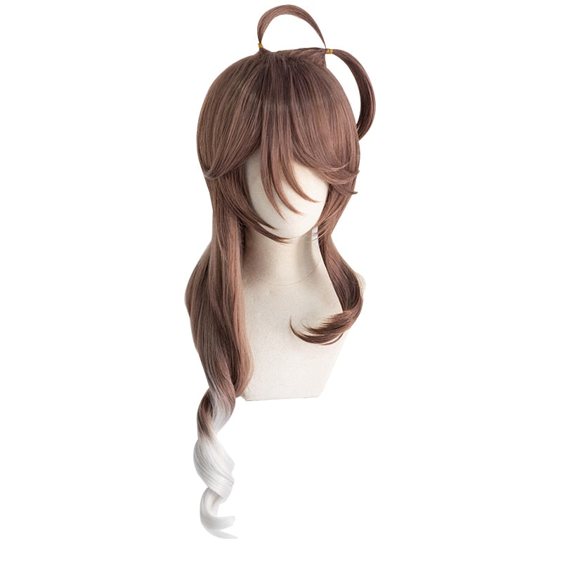 UWOWO Game Arknights Eyjafjalla Cosplay Wig 80cm Brown Silver Gray Gradient Wavy Hair Cosplay Wig - CosCouture