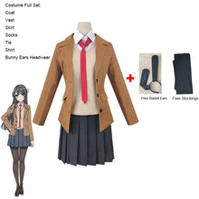 Load image into Gallery viewer, Anime Sakurajima Mai Cosplay Costume Rascal Does Not Dream of Bunny Girl Senpai Mai Cosplay Wig and Bunny Ears Headwear - CosCouture
