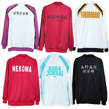 Load image into Gallery viewer, Haikyuu Karasuno Nekoma Fukurodani Aoba Johsai Shiratorizawa Hoodie Jacket Cosplay Costume Haikiyu Men Women  Jersey Sportswear - CosCouture

