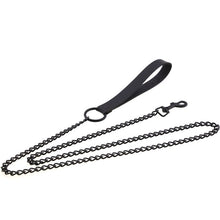 Load image into Gallery viewer, Unisex Black Metal Traction Chain with Neck Restraints Collar Leash for Fetish Slave Cosplay Bdsm Bondage Sex Strap

