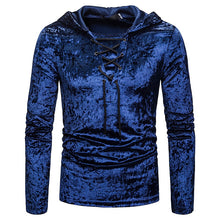 Load image into Gallery viewer, Men&#39;s Scottish Jacobite Ghillie Kilt Lace-up Hooded T-shirt Long Sleeve Velvet Hoodies Tshirts Male Hip Hop Casual Black Top Tee - CosCouture
