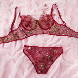 2022 Women&#39;s Sexy lingerie Bra Set Sexy Lace Lingerie Flower Embroidery Bra Briefs Exotic Babydoll Cosplay Sleepwear Underwear