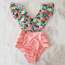 Load image into Gallery viewer, High Waist Ruffled Sexy Bikini Set 2022 Flounce Biquini Swimwear Women Two Pieces Swimsuit Floral Beachwear V-Neck Bathing Suit
