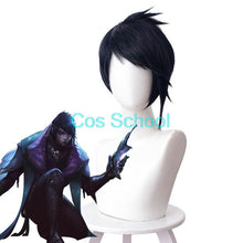 Load image into Gallery viewer, Cos School Aphelios Wig LOL League of Legends Aphelios Cosplay Wigs Blue Short Hair+Wig Cap Halloween Game Play Wigs - CosCouture
