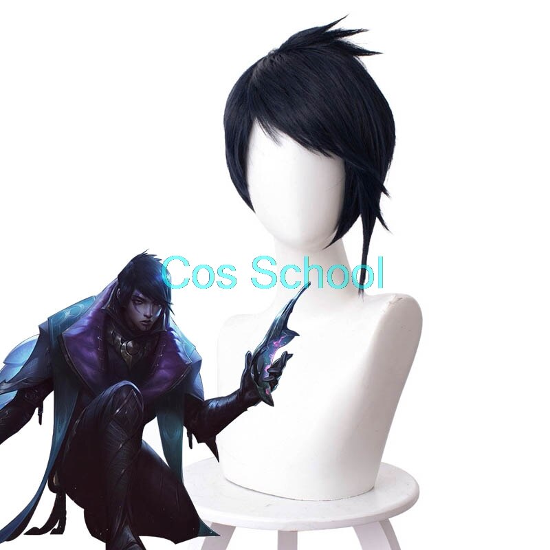 Cos School Aphelios Wig LOL League of Legends Aphelios Cosplay Wigs Blue Short Hair+Wig Cap Halloween Game Play Wigs - CosCouture