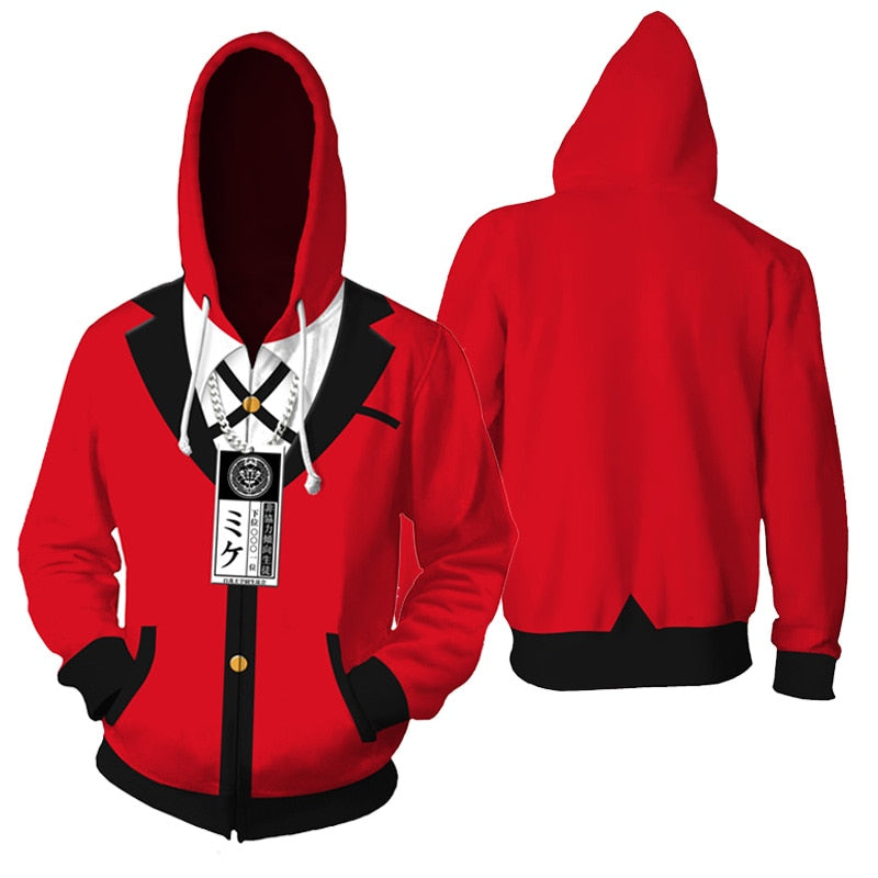 Costumes Kakegurui Compulsive Gambler Jabami Yumeko Cosplay Hoodies Yomoduki Runa Coats Adult Unisex Hooded Zipper Sweater - CosCouture