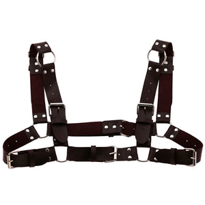 Women Men Sexy Punk Chest Harness Adjustable Caged Metal Body Chain PU Leather Choker Statement Necklace Party Clubwear