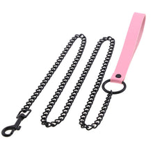 Load image into Gallery viewer, Unisex Black Metal Traction Chain with Neck Restraints Collar Leash for Fetish Slave Cosplay Bdsm Bondage Sex Strap
