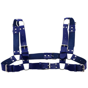Women Men Sexy Punk Chest Harness Adjustable Caged Metal Body Chain PU Leather Choker Statement Necklace Party Clubwear