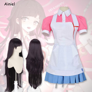 New Dangan Ronpa 2 Mikan Tsumiki Cosplay Costume Danganronpa Wig Suit Top skirt - CosCouture