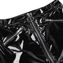 Load image into Gallery viewer, Women Ladies Wetlook Patent Leather Mini Skirts Fake Zipper Pockets Bodycon Sexy Pole Dancing Clubwear Stage Performance Skirt
