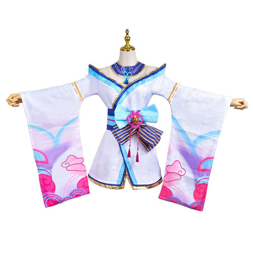 2020 Game Ahri Cosplay Costume LOL Ahri Spirit Blossom Wigs The Nine-Tailed Fox Costumes Halloween Woman Game Uniform Set - CosCouture
