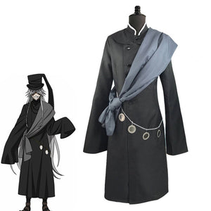 Hot Sale Black Butler Kuroshitsuji Undertaker Cosplay Costume Halloween Party Costumes Custom Made Full Set Hat Chain and wig - CosCouture
