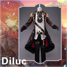 Load image into Gallery viewer, Pre-sale Game Genshin Impact Diluc The Dark Side of Dawn Cosplay Costume Darknight Hero Handsome Nobiliary Uniform - CosCouture
