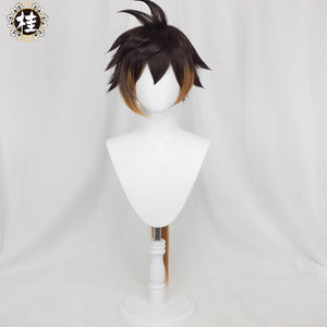 Cosplay Wig Zhongli Game Genshin Impact Gradient Long Braid 100cm Dark Brown Gradient Orange Hair Heat Resistant - CosCouture