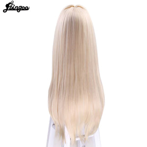 Ebingoo Violet Evergarden Cosplay Wig Natural Blonde Synthetic Wig With Bangs Long Straight Anime Wig for Women Costume Party - CosCouture