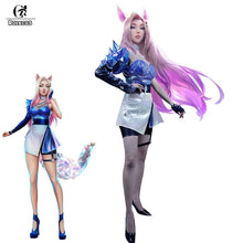 Load image into Gallery viewer, ROLECOS Game LOL KDA Cosplay Costume Ahri Cosplay Costume Women Sexy KDA All Out Ahri Comtume Halloween Dress Shorts Full Set - CosCouture
