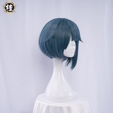 Load image into Gallery viewer, UWOWO Game Genshin Impact Xingqiu Cosplay Wig 30cm Short Grey Blue Genshin Impact Xing Qiu Wigs Heat Resistant Synthetic - CosCouture
