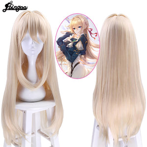 Ebingoo Violet Evergarden Cosplay Wig Natural Blonde Synthetic Wig With Bangs Long Straight Anime Wig for Women Costume Party - CosCouture