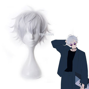 Gojo Satoru Cosplay Wigs Anime Jujutsu Kaisen Gojo Short Heat Resistant Synthetic Hair with Wig Cap - CosCouture