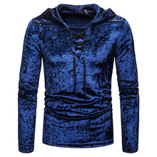 Load image into Gallery viewer, Men&#39;s Scottish Jacobite Ghillie Kilt Lace-up Hooded T-shirt Long Sleeve Velvet Hoodies Tshirts Male Hip Hop Casual Black Top Tee - CosCouture
