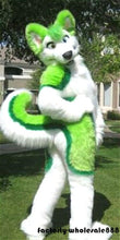 Load image into Gallery viewer, Green Husky Dog Fox Fursuit Furry Mascot Costume Suits Long Fur Adult Party Cosplay Game Dress Outdoor Outfit Birthday Party - CosCouture
