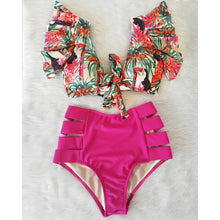 Load image into Gallery viewer, High Waist Ruffled Sexy Bikini Set 2022 Flounce Biquini Swimwear Women Two Pieces Swimsuit Floral Beachwear V-Neck Bathing Suit
