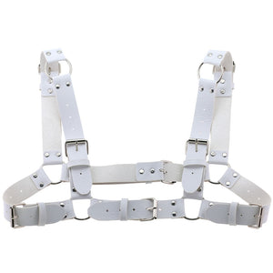 Women Men Sexy Punk Chest Harness Adjustable Caged Metal Body Chain PU Leather Choker Statement Necklace Party Clubwear