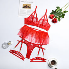 Load image into Gallery viewer, Yimunancy 3-Piece Lace Bra Set Women Bandage Lingerie Set Ladies 3 Colors Sexy Underwear Set with Underwire
