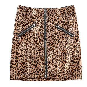 Women Ladies Wetlook Patent Leather Mini Skirts Fake Zipper Pockets Bodycon Sexy Pole Dancing Clubwear Stage Performance Skirt