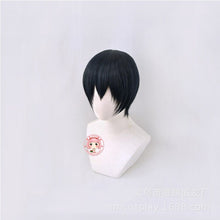 Load image into Gallery viewer, Haikyuu!! Kageyama Tobio Black Blue Short Wig Cosplay Costume Heat Resistant Synthetic Hair Haikiyu Karasuno Men Women Wigs - CosCouture
