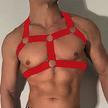 Load image into Gallery viewer, CLEVER-MENMODE Harness Men Strap Costume Sexy Shoulder Bondage Chest Lingerie Metal Ring Elastic Belt Erotic Hombre Hollow
