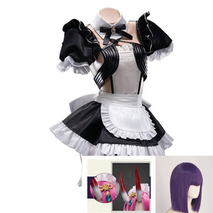 Uwowo Anime Costume Fate/Grand Order FGO Shuten-douji Maid Dress Lovely Uniform Cosplay Costume Halloween 2019 new cos - CosCouture