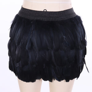 Harajuku Feather Skirts Body Suspender Garter Mini Skirts Sexy Lingerie Gothic Harness Garters Belt Kawaii Women Short Skirt